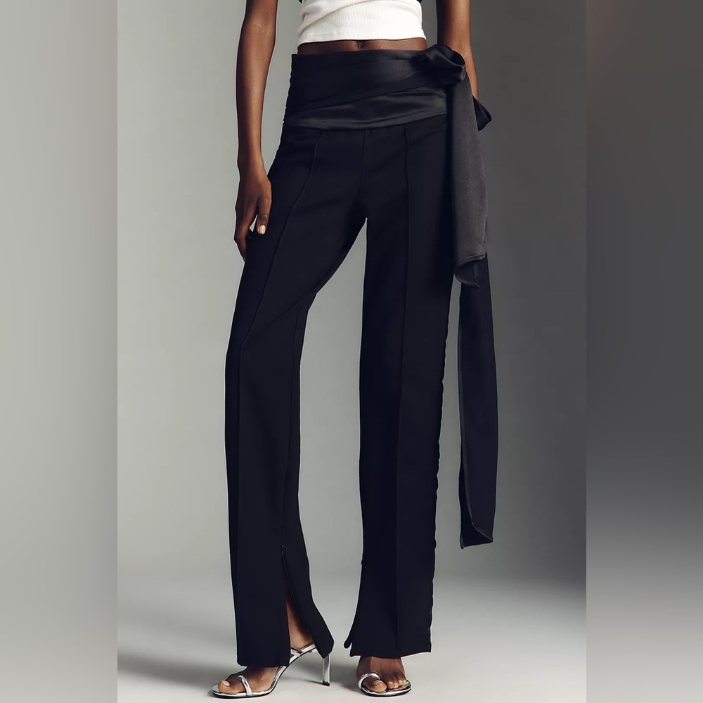By Anthropologie Tuxe Belted Bow Slim Pants Women’s US 0